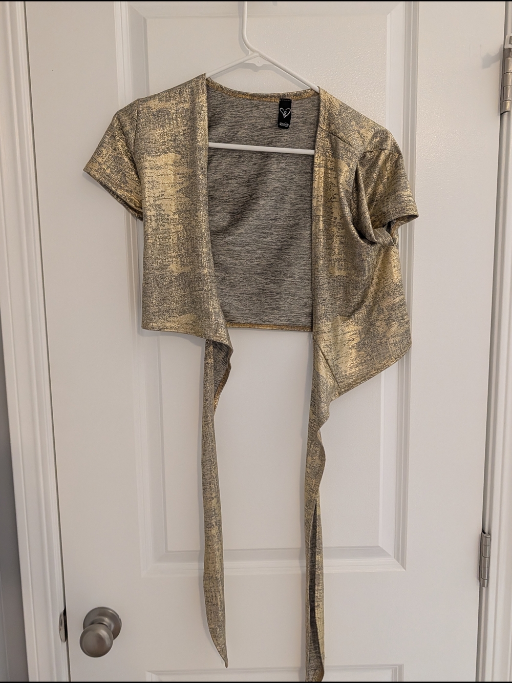 Windsor Metallic Gold Short Sleeve Tie-Front Bolero